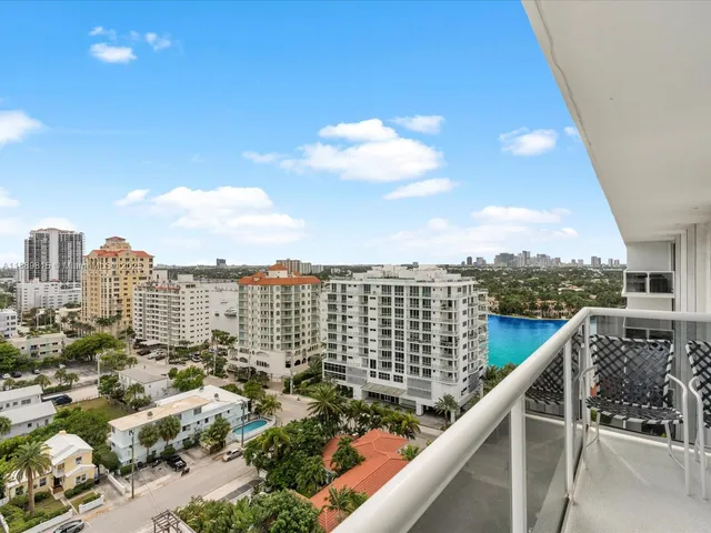 a view of a city from a balcony