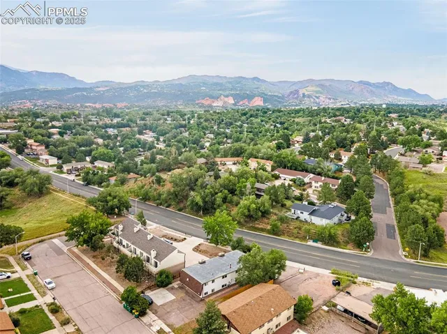 a view of city and mountain
