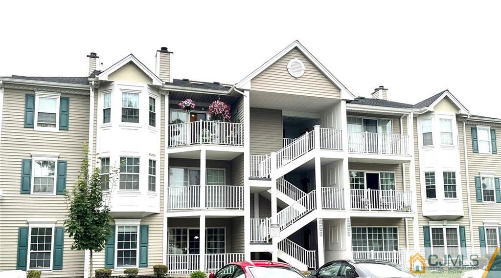 a front view of residential houses