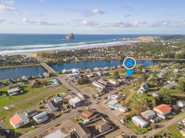 an aerial view of a residential houses