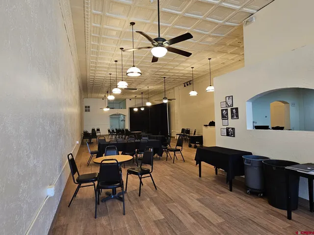 a view of a dining area with furniture