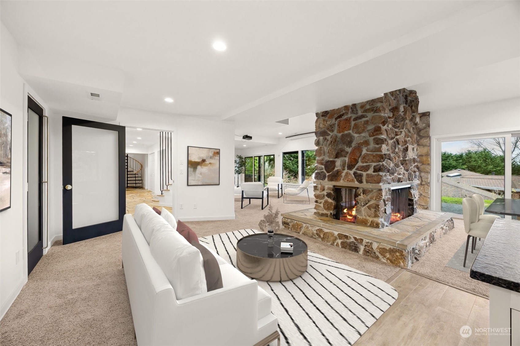 29011 7th Place South Federal Way, WA 98003 - Photo 12 of 40 a living room with fireplace furniture and a large window