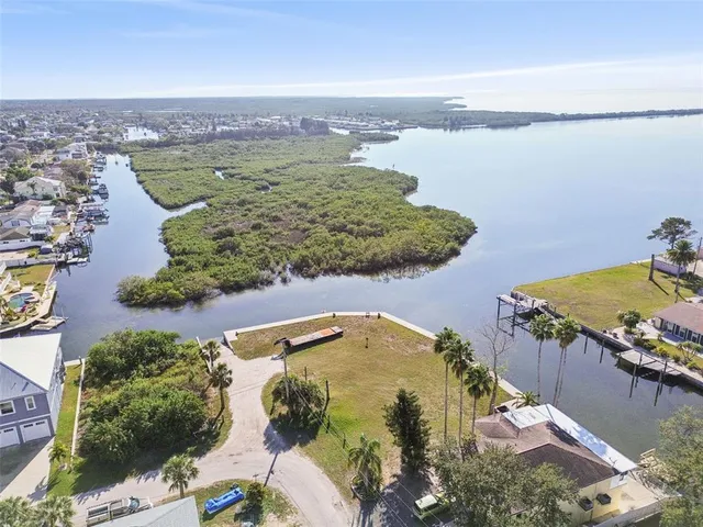 an aerial view of a house with a lake view