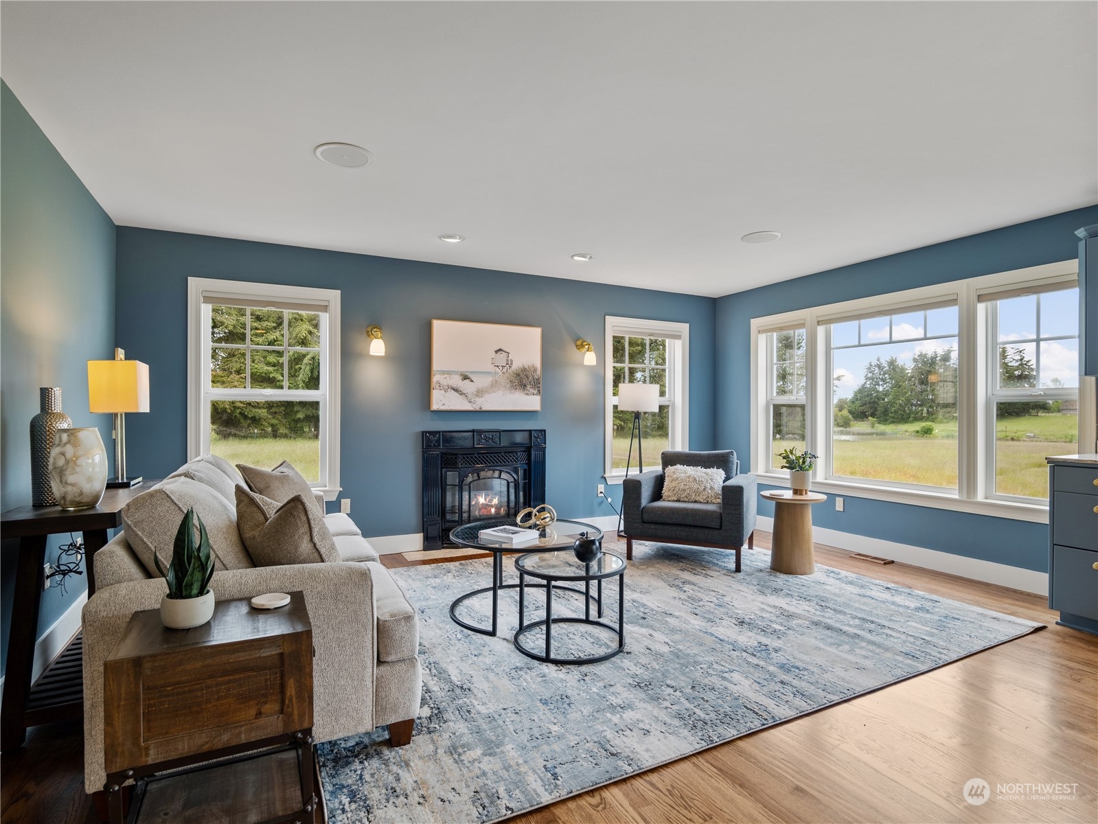 2619 Kitchen-Dick Road Sequim, WA 98382 - Photo 14 of 40 a living room with furniture and a fireplace