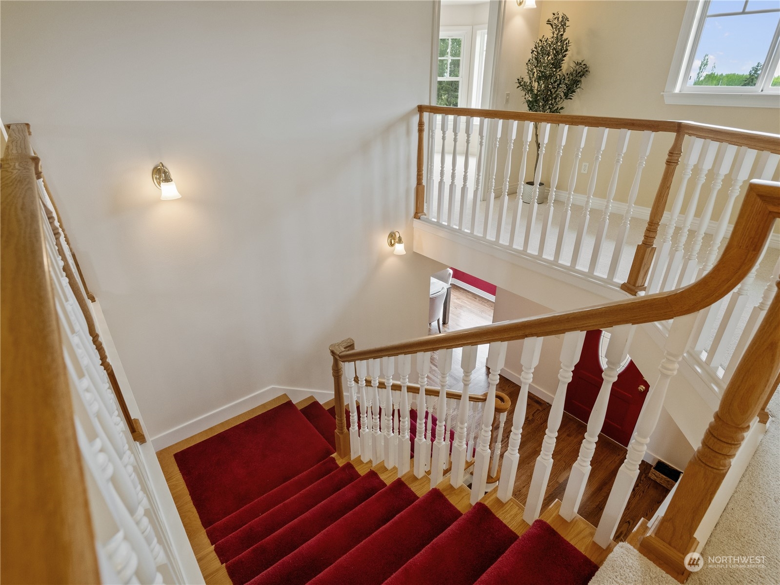 2619 Kitchen-Dick Road Sequim, WA 98382 - Photo 17 of 40 a view of staircase with lots of furniture and wooden floor