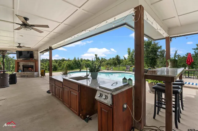 a view of a garage with chairs