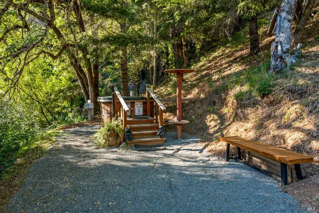 a view of backyard with green space