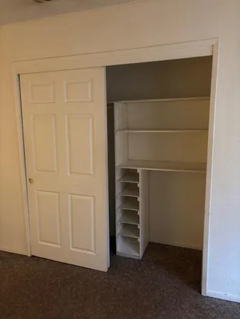 a view of an empty walk in closet