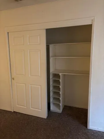 a view of an empty walk in closet