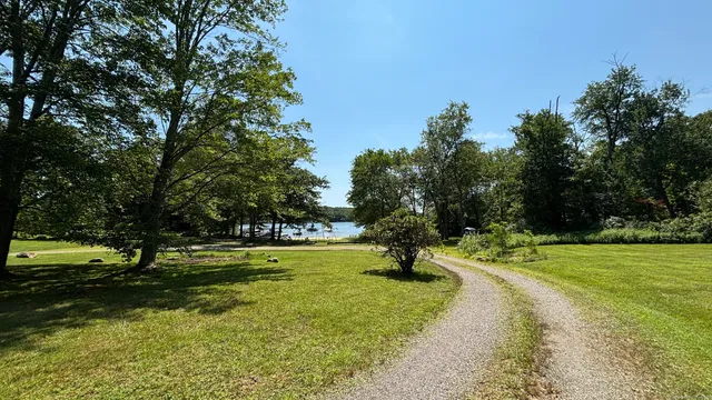 a view of a yard with a slide
