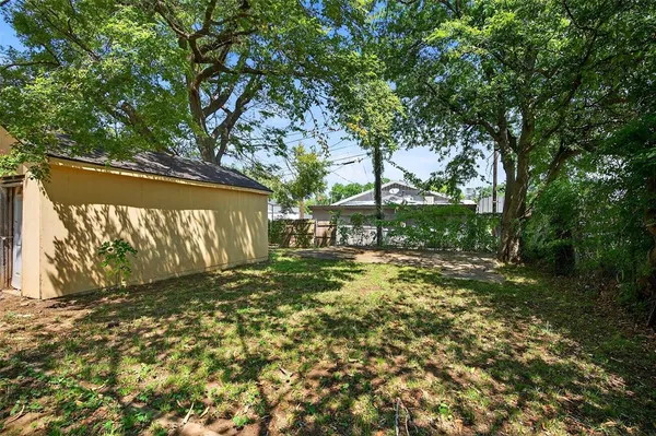 a view of a yard with a tree
