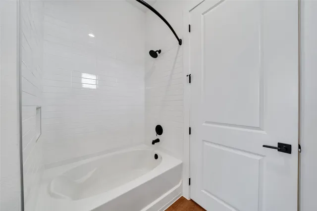 a bathroom with a bathtub
