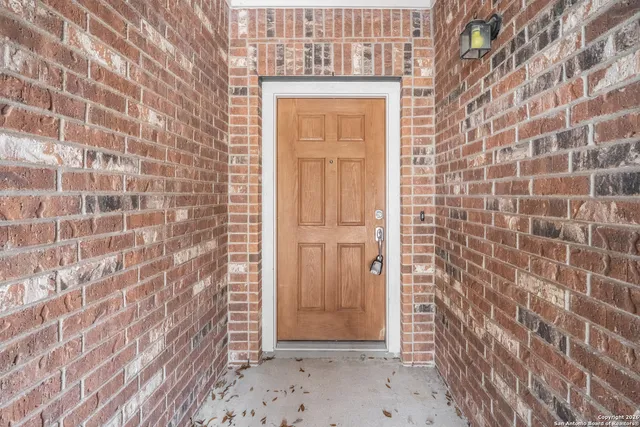 a view of wooden door