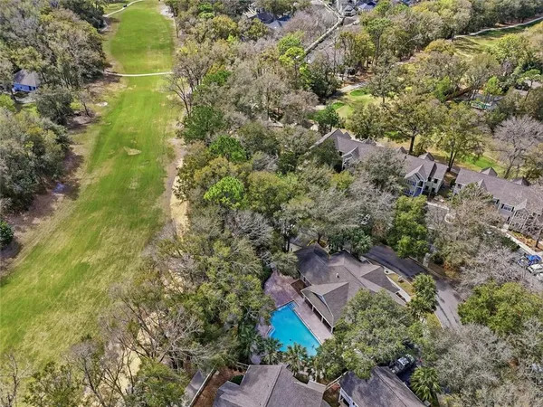 a view of lake with green space