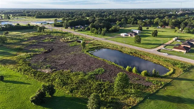 a view of a lake with a city