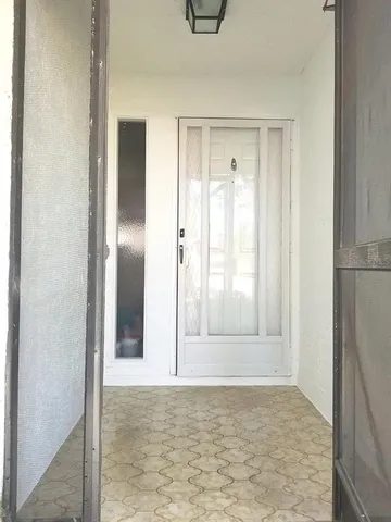 a view of wooden door