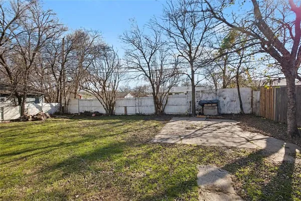 a view of a yard with a tree