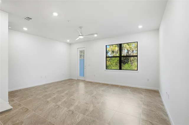 an empty room with a natural light