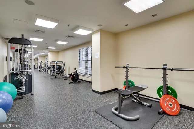 a view of a room with gym equipment
