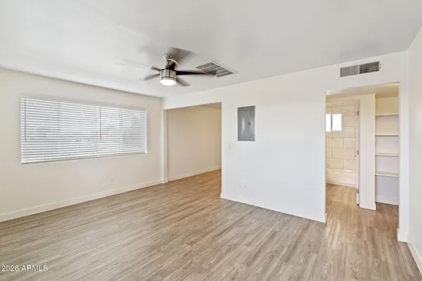 a picture of a bench in front of a door