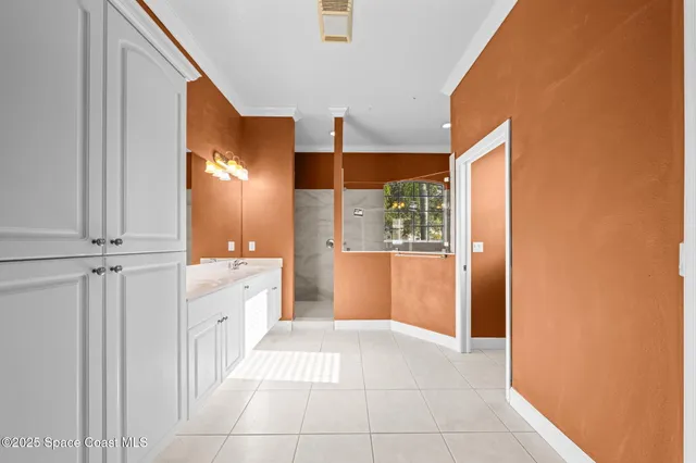 a view of a room with racks on the wall