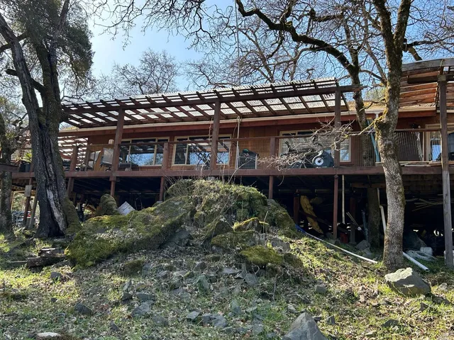 a view of a lake with a mountain in the background