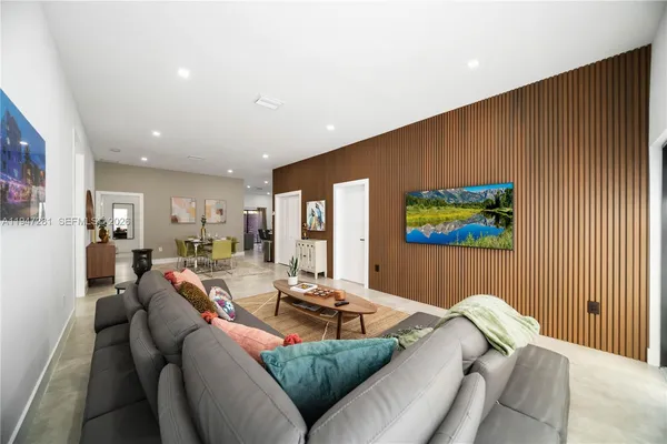 a living room with furniture