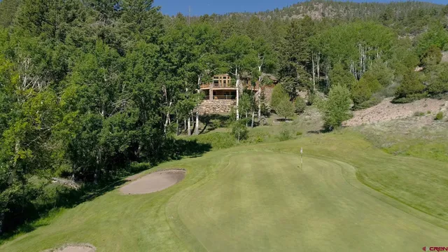 an aerial view of a house
