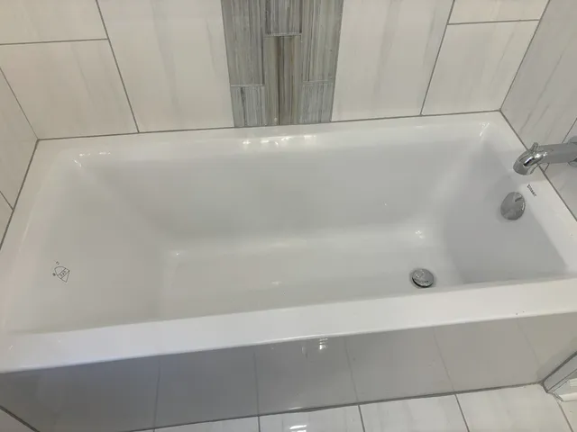 a bathroom with a bathtub