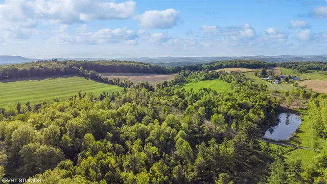 a view of a lake with a building in the background
