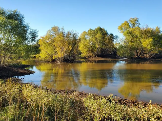 a view of a lake with a mountain in the background