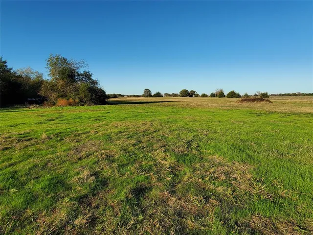 a view of a field with an ocean view