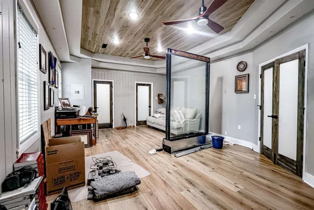 a view of a room with gym equipment