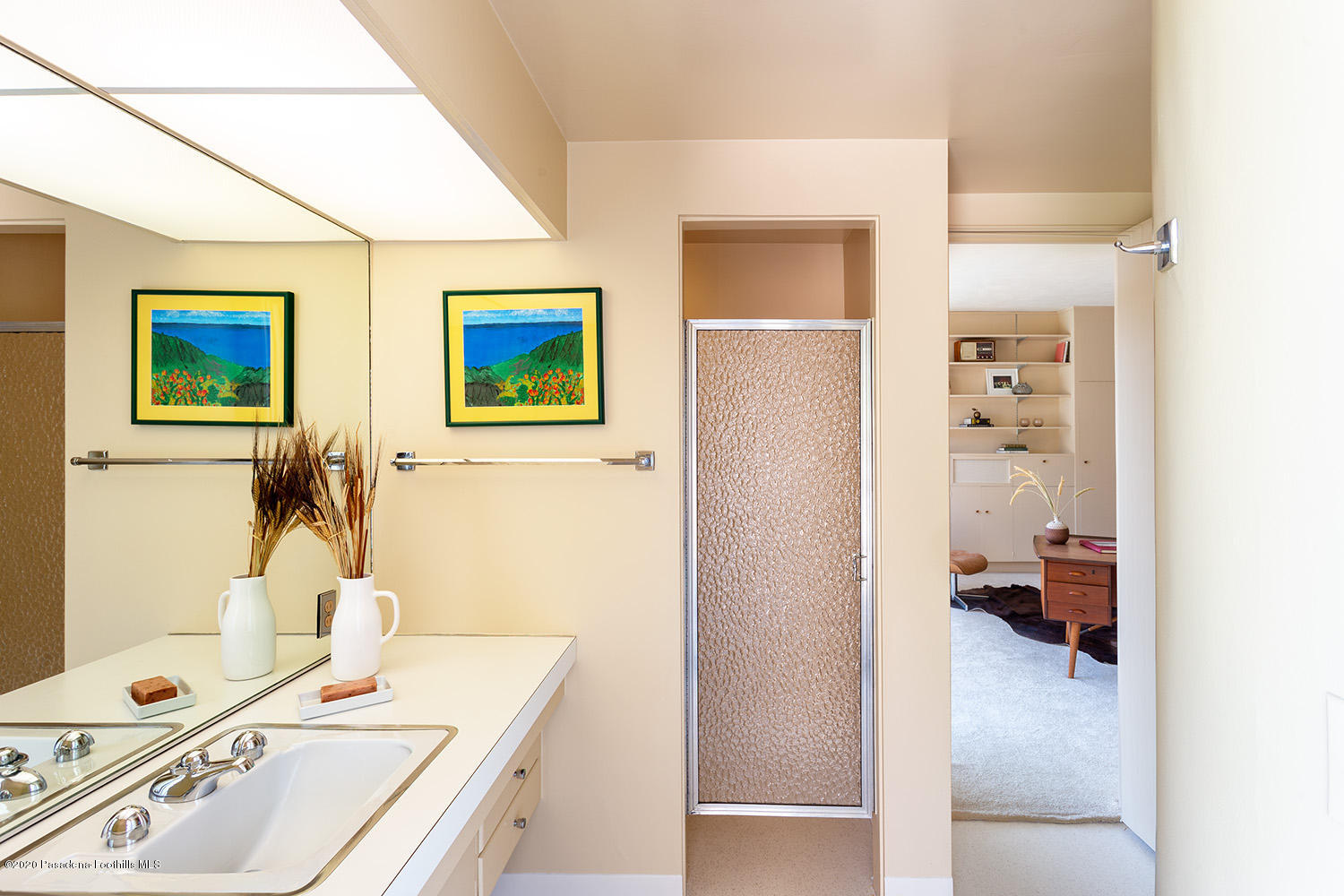 2105 Villa Heights Road Pasadena, CA 91107 - Photo 26 of 45 a en suite bathroom with a granite countertop sink and a mirror