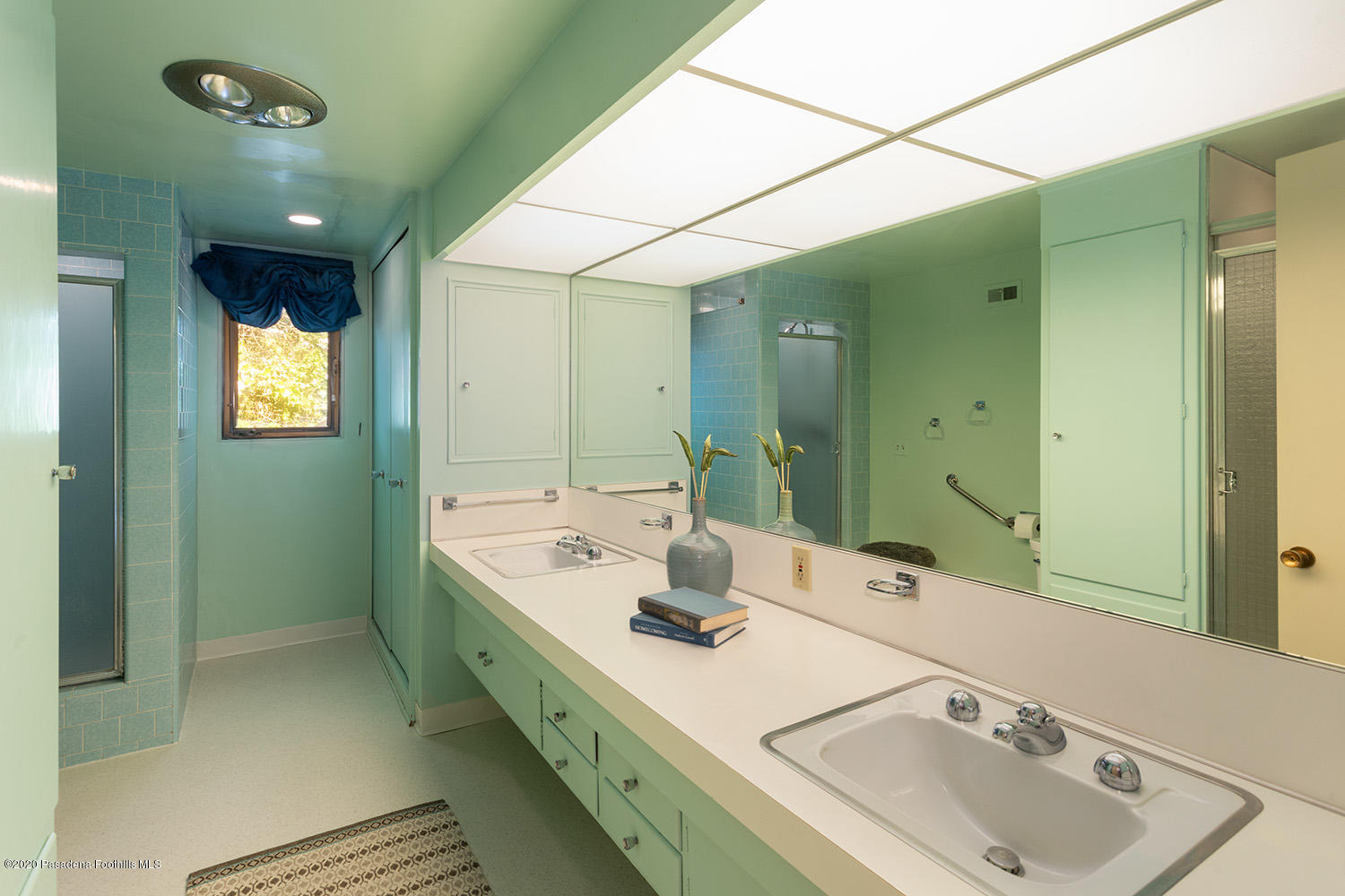 2105 Villa Heights Road Pasadena, CA 91107 - Photo 33 of 45 a bathroom with a double vanity sink and a mirror