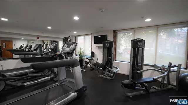 a view of a room with gym equipment