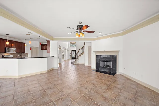 a view of a livingroom with a fireplace