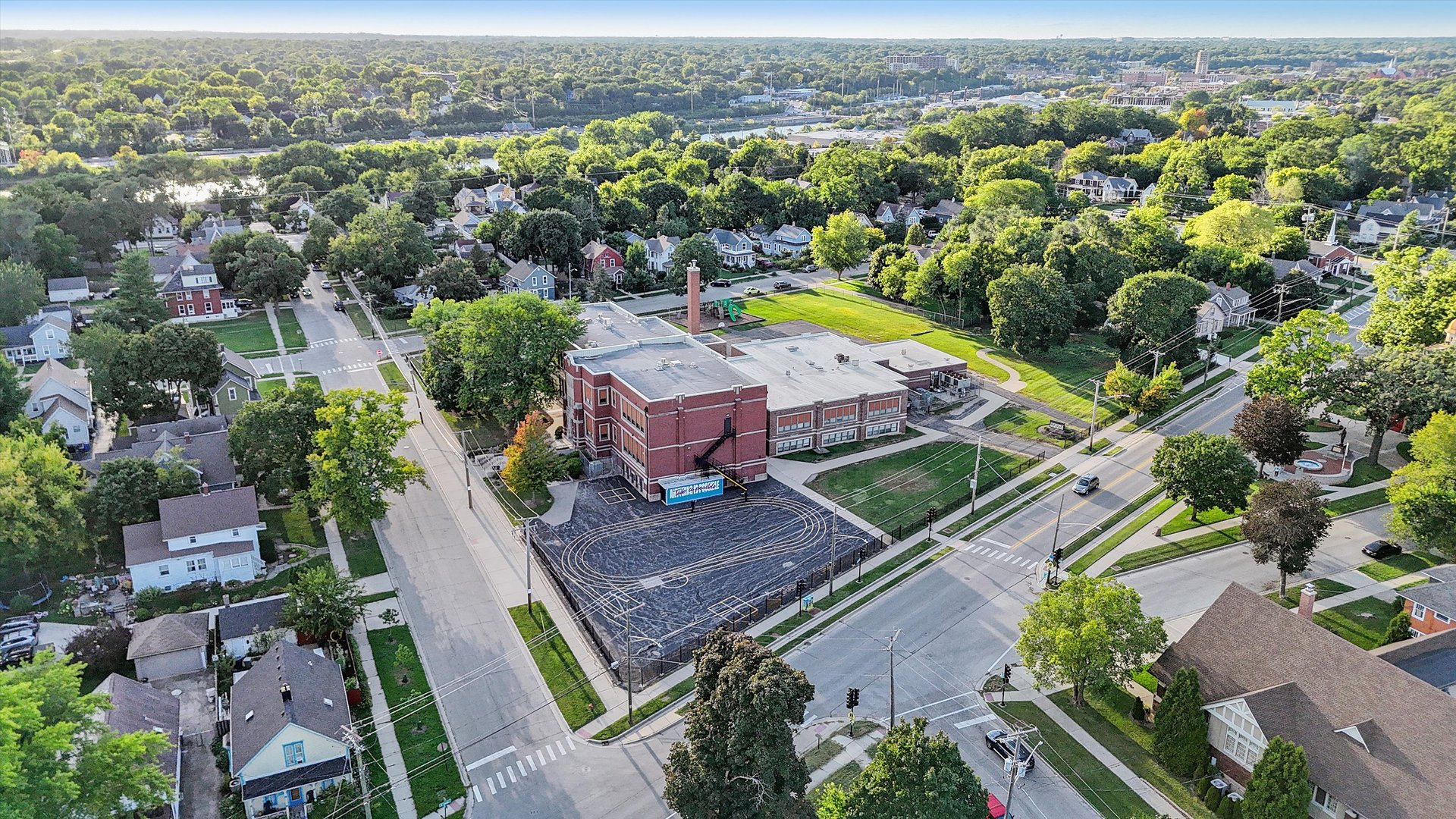 628 South Liberty Street Elgin, IL 60120 - Photo 19 of 22 an aerial view of a house with a swimming pool yard and outdoor seating