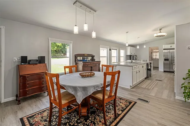 a view of a dining room and livingroom view