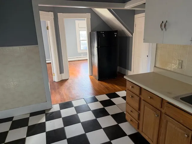 a black and white checkered floor