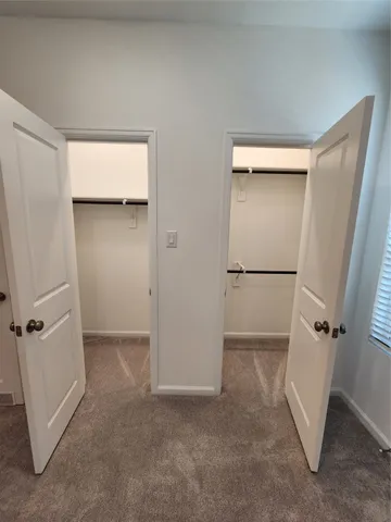 an empty room with a door