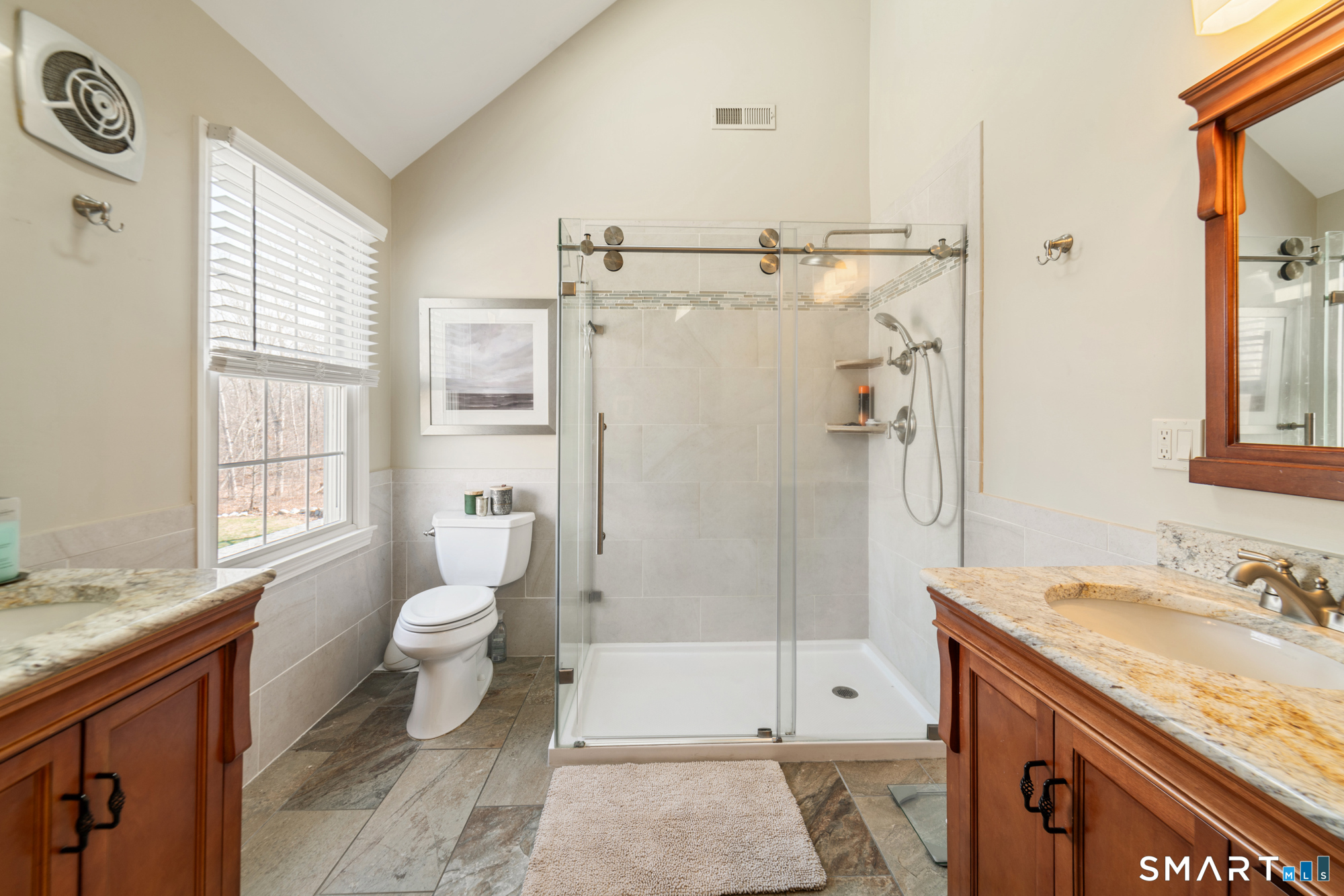 110 Sleepy Hill Road Southbury, CT 06488 - Photo 18 of 40 Dual sinks and shower with a glass front door