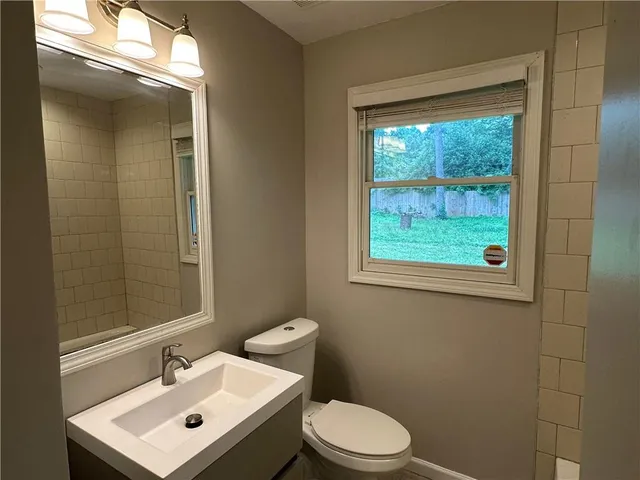 a bathroom with a bathtub