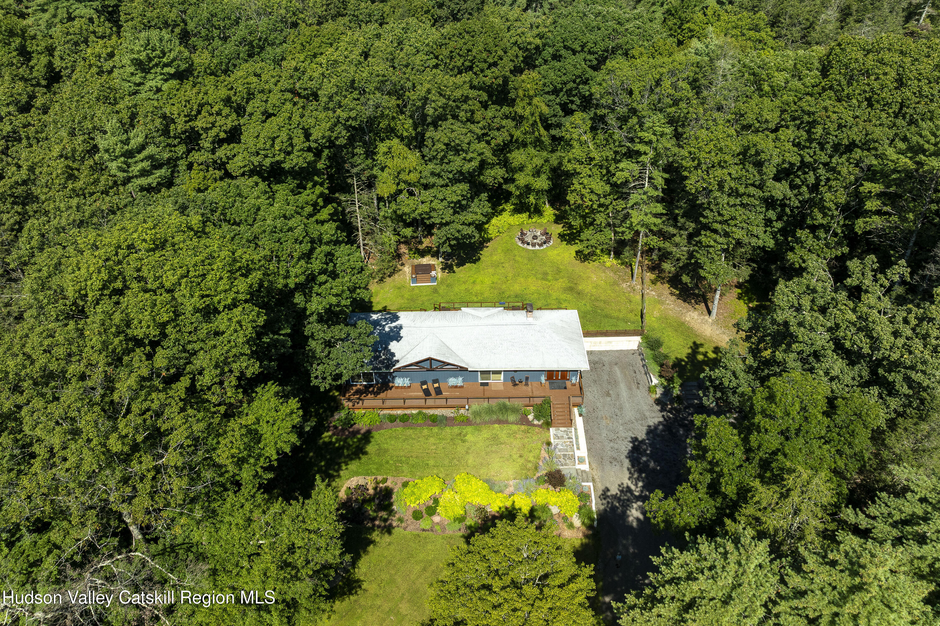 63 Lapla Road Kingston, NY 12401 - Photo 34 of 42 an aerial view of residential house with outdoor space and trees all around