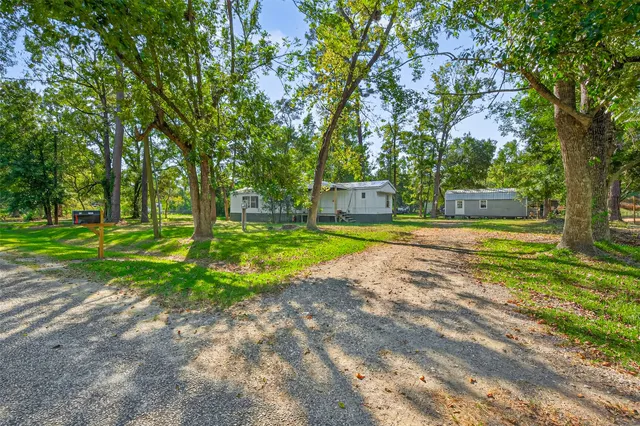 a view of a house with backyard and a tree