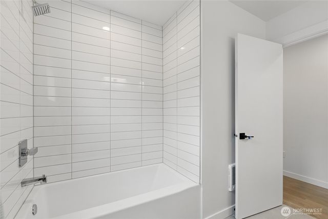 a bathroom with a bathtub