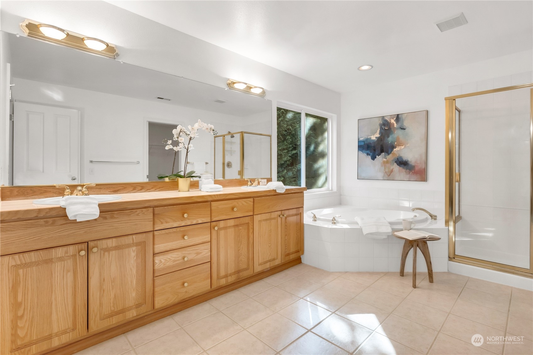 3210 187th Place Southeast Bothell, WA 98012 - Photo 20 of 39 a bathroom with a granite countertop sink mirror and bathtub