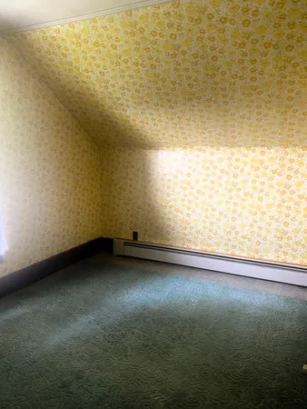 a bathroom with a shower and a toilet