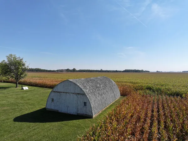a view of a lake from a yard