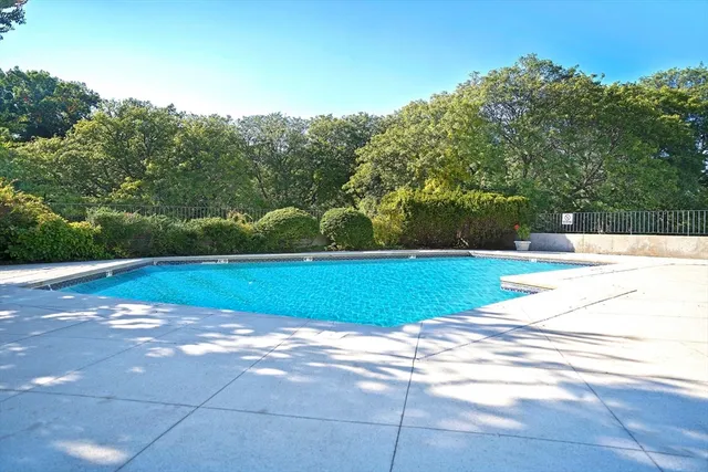 a view of an outdoor space and swimming pool
